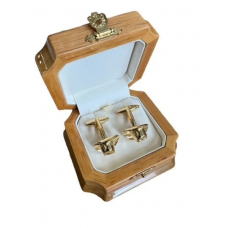 Cowboy Hat Cufflinks In Polished Wood Case Cowboy Hat Cufflinks In Polished Wood Case